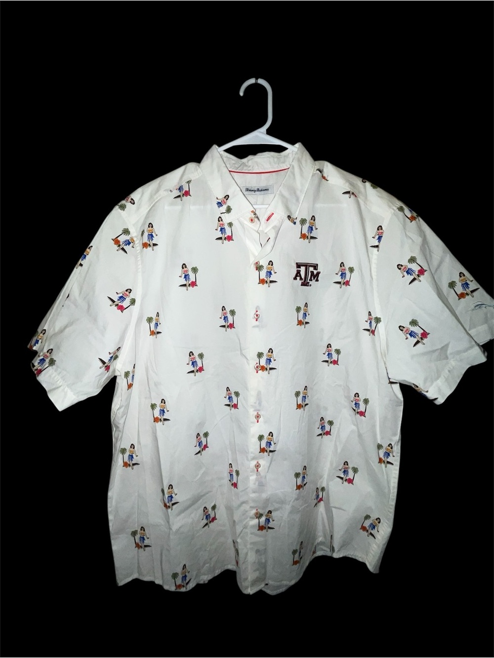 Tommy Bahama oasis hula girl Texas A&M short sleeve button-down shirt-BRAND NEW!